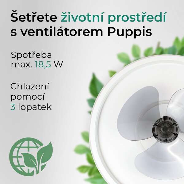 Noaton 13045W Puppis, bílá, stropní ventilátor se světlem (Použitý, Záruka 21 měsíců)