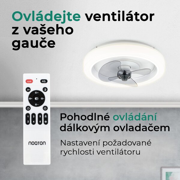 Noaton 12045W Dorado, bílá, stropní ventilátor se světlem (Použitý, Záruka 21 měsíců)