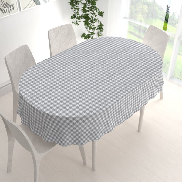 Biante Dekorační oválný ubrus Rebeka RE-019 Šedo-bílá kostka střední 50x100 cm