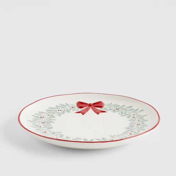 HOME & YOU Servírovací talíř vánoční věnec 24 cm - bílá