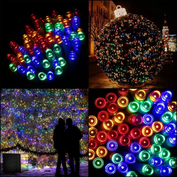 LED řetěz - 5m, 50LED, 8-funkcí, časovač, 3xAA, IP44, multicolor