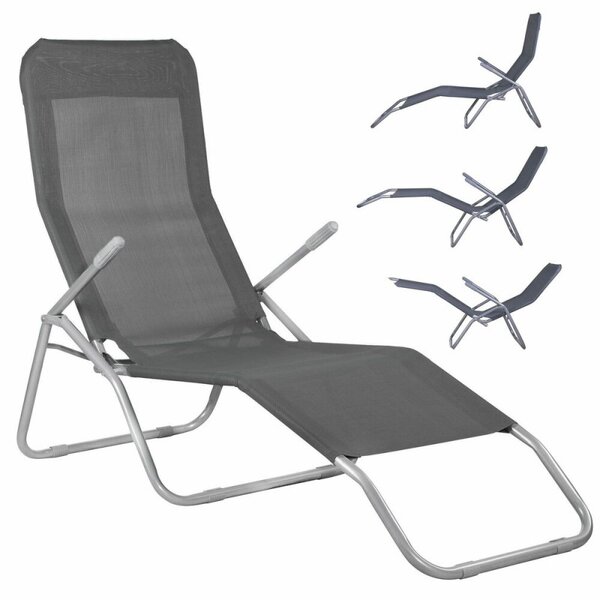 Zahradní lehátko SPRINGOS SIESTA tmavě šedé