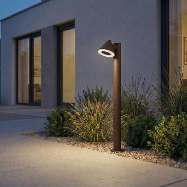 Lindby LED osvětlení cesty Soran, hnědé, 100 cm, kov, IP44, Hnědá / rez, kov, Moderní