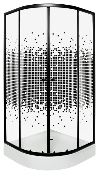 Aplomo Pixel Black čtvrtkruhový sprchový kout s vaničkou Rozměr koutu: 90x90cm