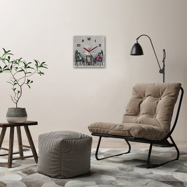 Skleněné hodiny čtverec Dvě židle pl_zsk_30x30_c-f_64993482