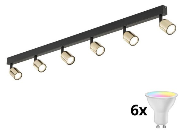LED RGBW Stmívatelné bodové svítidlo TOP 6xGU10/6,5W/230V 2700-6500K černá/zlatá