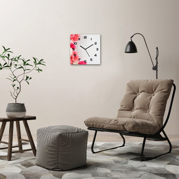 Skleněné nástěnné hodiny čtverec Květiny pl_zsk_30x30_c-f_65120570
