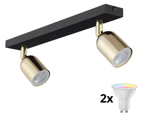LED RGBW Stmívatelné bodové svítidlo TOP 2xGU10/6,5W/230V 2700-6500K černá/zlatá