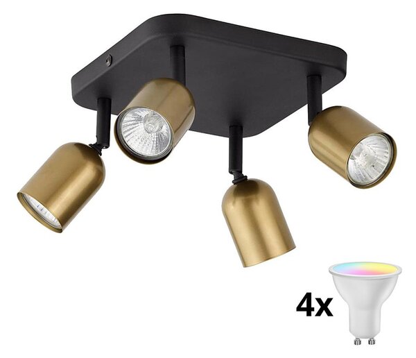 LED RGBW Stmívatelné bodové svítidlo TOP 4xGU10/6,5W/230V 2700-6500K zlatá/černá