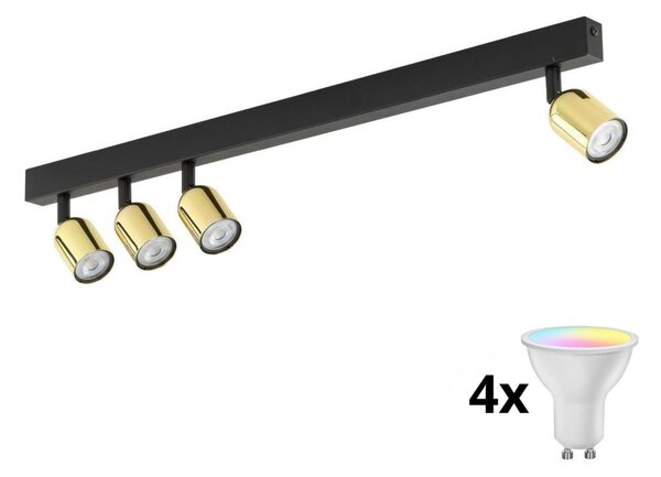 LED RGBW Stmívatelné bodové svítidlo TOP 4xGU10/6,5W/230V 2700-6500K černá/zlatá