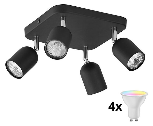 LED RGBW Stmívatelné bodové svítidlo TOP 4xGU10/6,5W/230V 2700-6500K černá