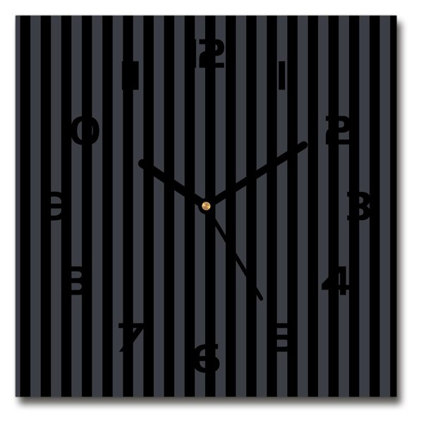 Skleněné hodiny čtverec Černošedé pásky pl_zsk_30x30_c-f_65387785