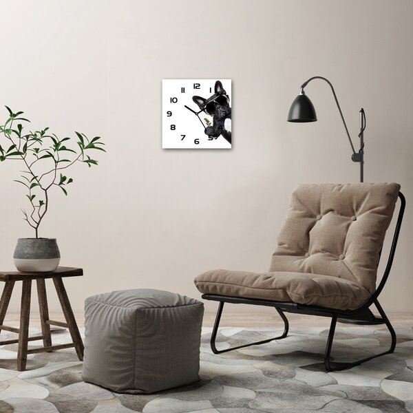 Skleněné hodiny čtverec Pes s martini pl_zsk_30x30_c-f_65998306