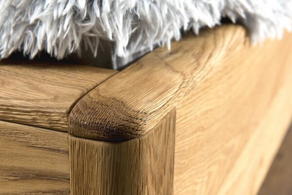 Postel s úložným prostorem a roštem Deviner, 140x200, masiv dub - černá ekokůže