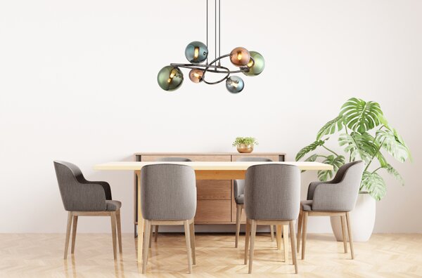 Globo Lighting Riha závěsné svítidlo 6x3.5 W zelená-kouřová-šedá/popelavá-hnědá 56142-6H