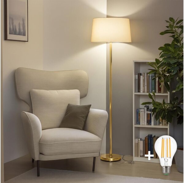 Brilagi - LED Stojací lampa CERIA 1xE27/20W/230V pr. 45 cm béžová/zlatá
