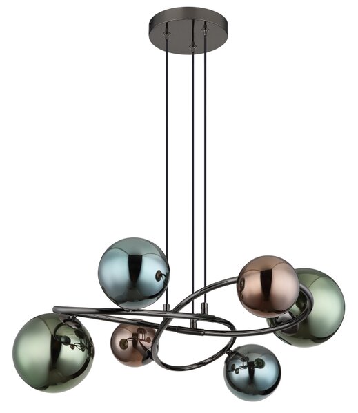 Globo Lighting Riha závěsné svítidlo 6x3.5 W zelená-kouřová-šedá/popelavá-hnědá 56142-6H
