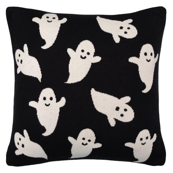 Pletený povlak DESIGN halloween-duchové černobílá 45 x 45 cm