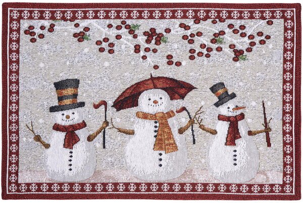 Prostírání MOTIV sněhuláci bíločervená 32 x 48 cm