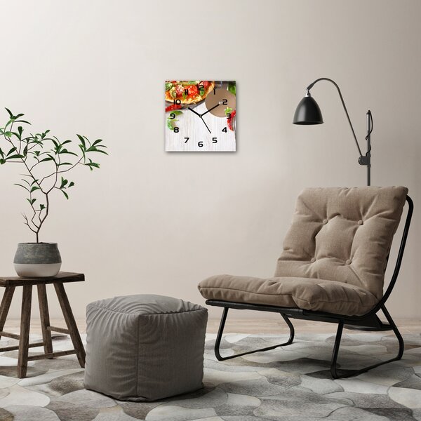 Skleněné nástěnné hodiny čtverec Pizza pl_zsk_30x30_c-f_68071696