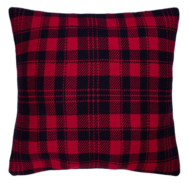 Pletený povlak DESIGN káro červenočerná 45 x 45 cm