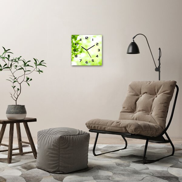 Skleněné nástěnné hodiny čtverec Listí pl_zsk_30x30_c-f_69074600