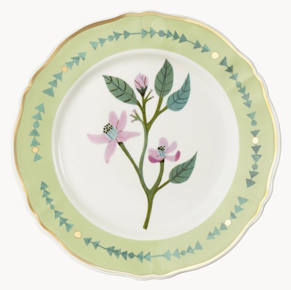 Ručně vyrobený porcelánový mělký talíř Botanica