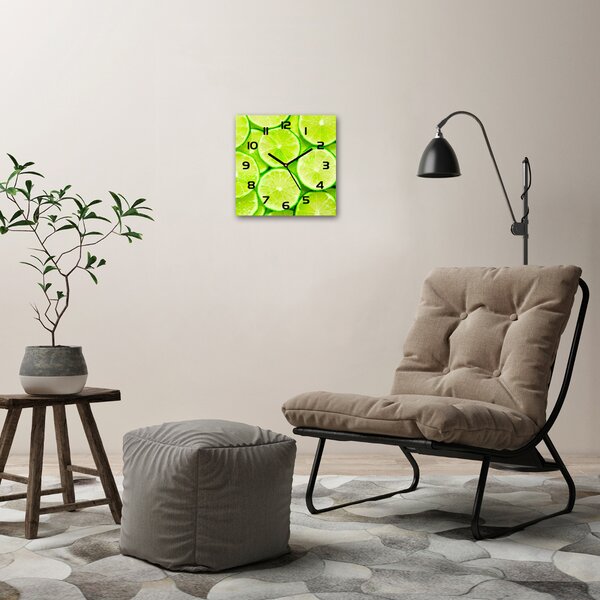 Skleněné nástěnné hodiny čtverec Limetky pl_zsk_30x30_c-f_71346931