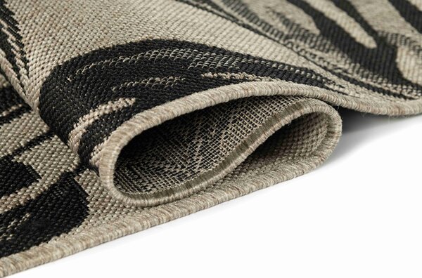Makro Abra Kusový koberec venkovní Sisal CORDA 1020 1 151 Listy béžový černý Rozměr: 60x200 cm
