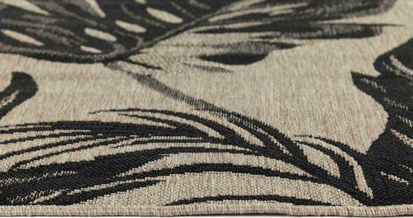 Makro Abra Kusový koberec venkovní Sisal CORDA 1020 1 151 Listy béžový černý Rozměr: 60x200 cm