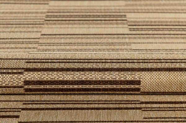 Makro Abra Kusový koberec venkovní Sisal CORDA 1032 1 232 Proužky béžový hnědý Rozměr: 60x200 cm