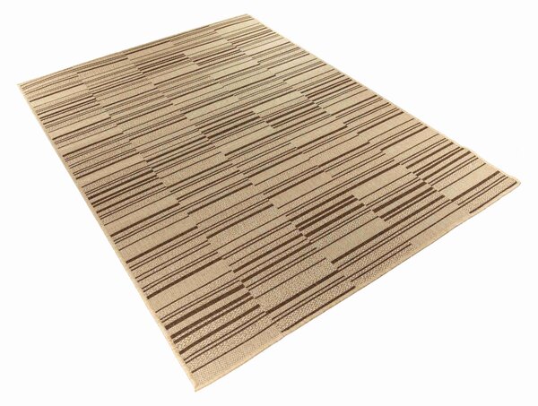 Makro Abra Kusový koberec venkovní Sisal CORDA 1032 1 232 Proužky béžový hnědý Rozměr: 60x200 cm