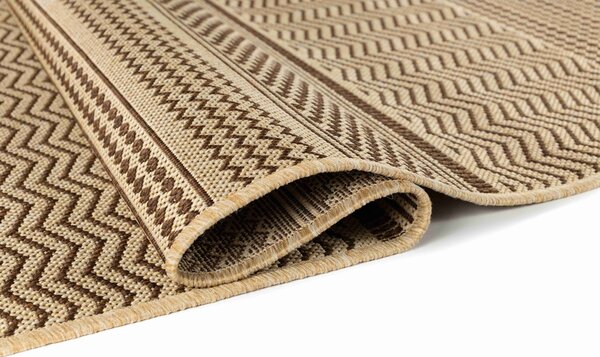Makro Abra Kusový koberec venkovní Sisal CORDA 1027 1 232 Proužky béžový hnědý Rozměr: 60x200 cm