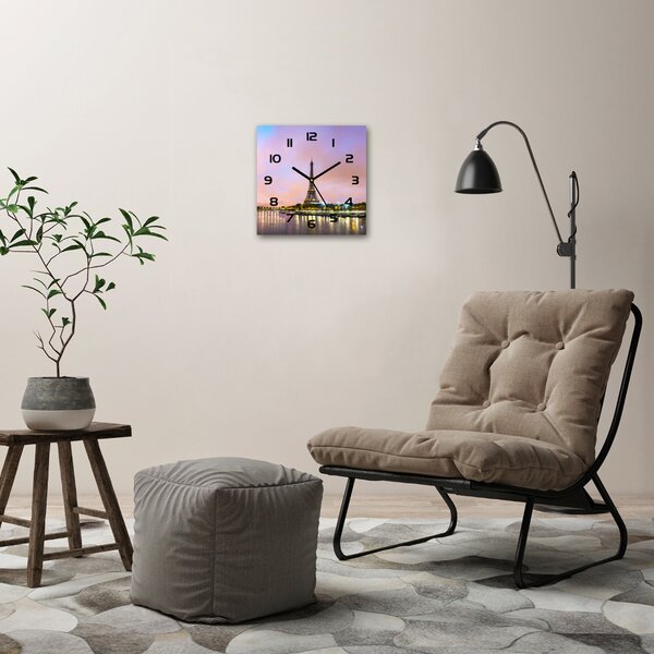 Skleněné hodiny čtverec Eiffelova věž Paříž pl_zsk_30x30_c-f_73567490