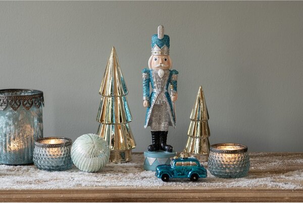 Zlatý porcelánový dekorační vánoční stromek – 6x16 cm