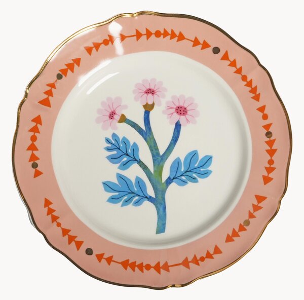 Ručně vyrobený porcelánový mělký talíř Botanica