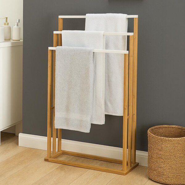 Věšák na ručníky AVENBERG MAID natural/bílá 82 x 54 cm