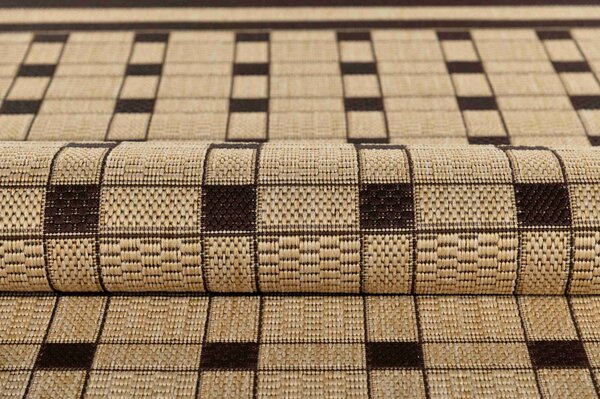 Makro Abra Kusový koberec venkovní Sisal CORDA 1013 1 424 Geometrický béžový hnědý Rozměr: 60x100 cm