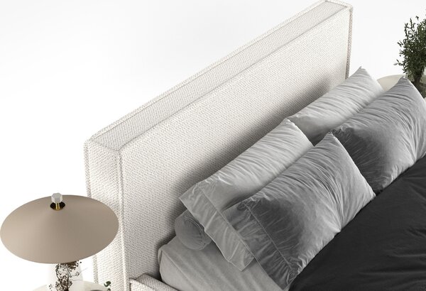 Maison de Rêve Světle béžová čalouněná dvoulůžková postel LOUNGE L 160 x 200 cm s úložným prostorem