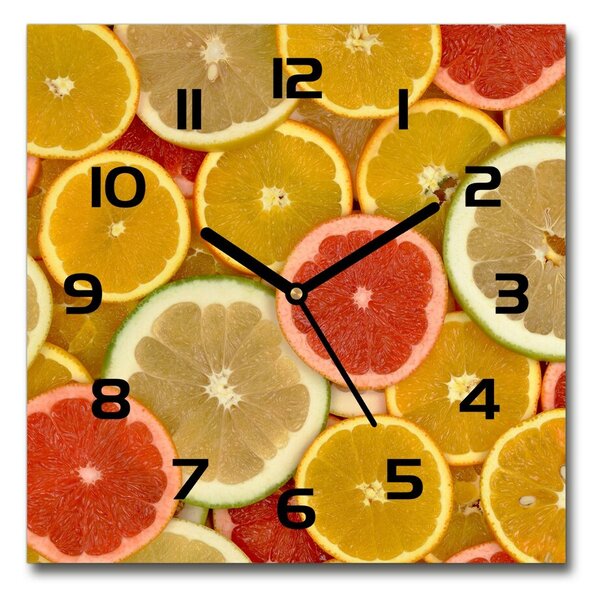 Skleněné hodiny čtverec Citrusové ovoce pl_zsk_30x30_c-f_75221709
