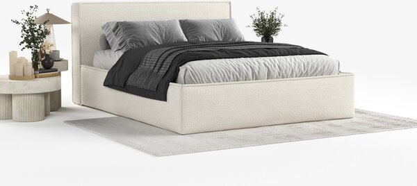 Maison de Rêve Béžová čalouněná dvoulůžková postel LOUNGE L 160 x 200 cm s úložným prostorem