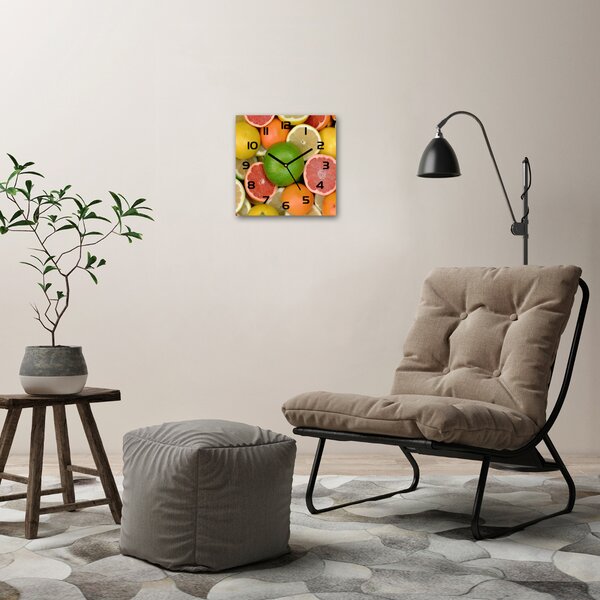 Skleněné hodiny čtverec Citrusové ovoce pl_zsk_30x30_c-f_75213206