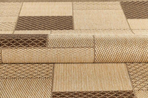 Makro Abra Kusový koberec venkovní Sisal CORDA 1022 1 232 Geometrický béžový hnědý Rozměr: 60x200 cm