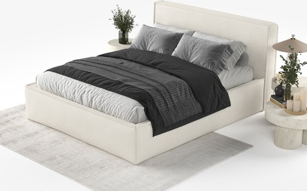 Maison de Rêve Béžová čalouněná dvoulůžková postel LOUNGE L 160 x 200 cm s úložným prostorem