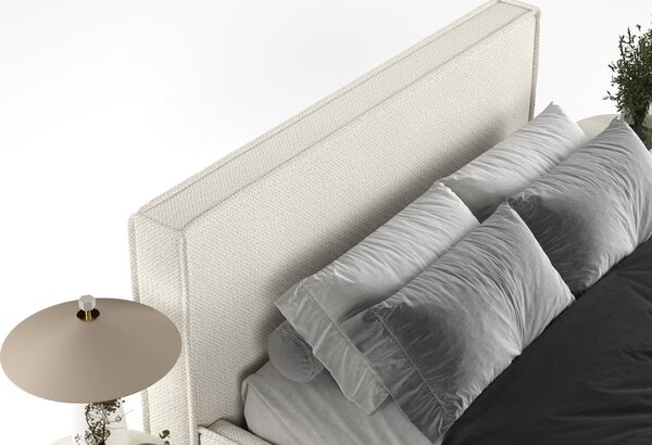 Maison de Rêve Béžová čalouněná dvoulůžková postel LOUNGE L 160 x 200 cm s úložným prostorem