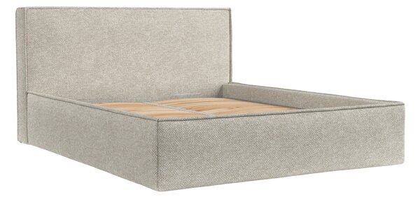Maison de Rêve Šedobéžová čalouněná dvoulůžková postel LOUNGE L 160 x 200 cm s úložným prostorem