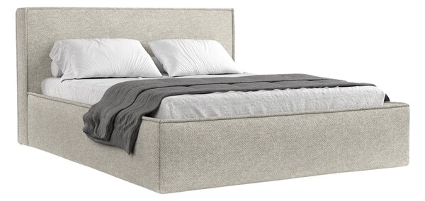 Maison de Rêve Šedobéžová čalouněná dvoulůžková postel LOUNGE L 160 x 200 cm s úložným prostorem