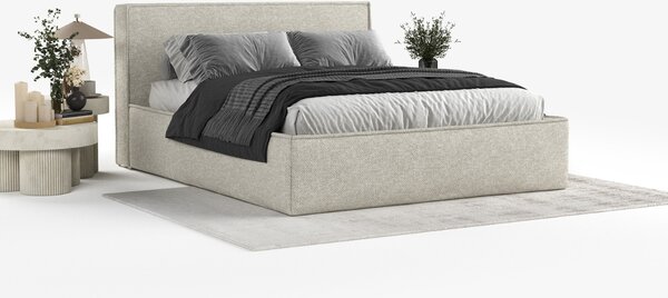 Maison de Rêve Šedobéžová čalouněná dvoulůžková postel LOUNGE L 160 x 200 cm s úložným prostorem