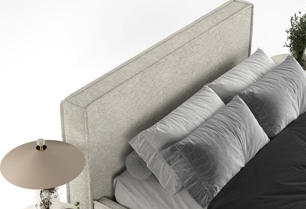 Maison de Rêve Šedobéžová čalouněná dvoulůžková postel LOUNGE L 160 x 200 cm s úložným prostorem