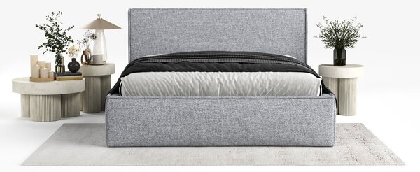 Maison de Rêve Šedá čalouněná dvoulůžková postel LOUNGE L 160 x 200 cm s úložným prostorem